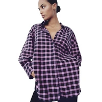 Koszula damska Zara bawełniana flanelowa oversize w kratę