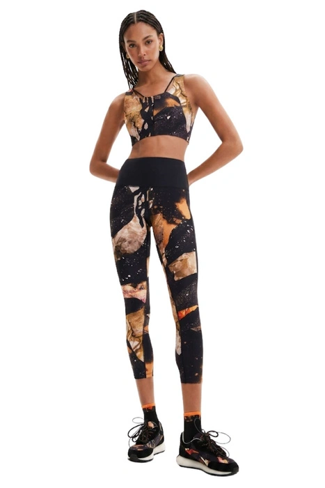 Legginsy damskie Desigual Flore wzorzyste wysoki stan fitness