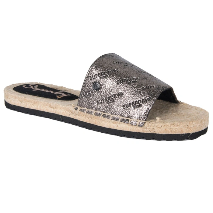 Klapki damskie Superdry Maya Espardille wsuwane metaliczne r. 39