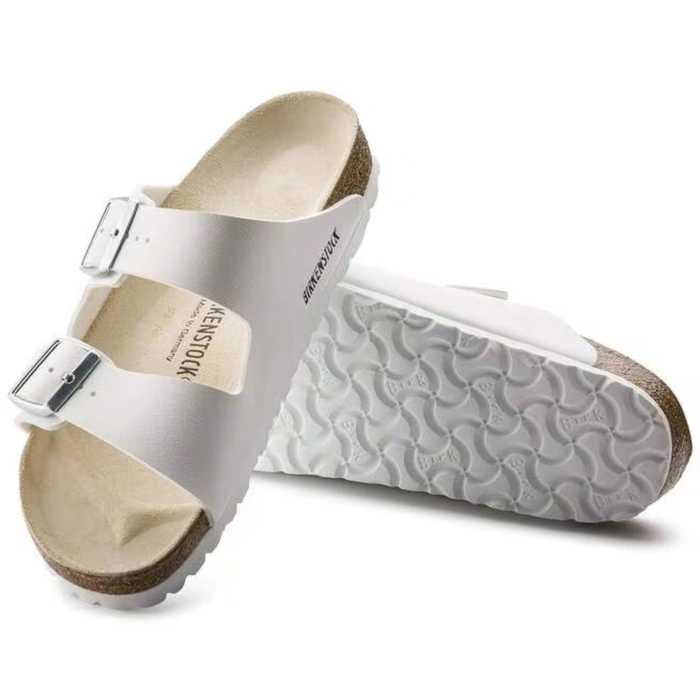 Klapki męskie Birkenstock Arizona skórzane Birko-flor regular białe r. 48