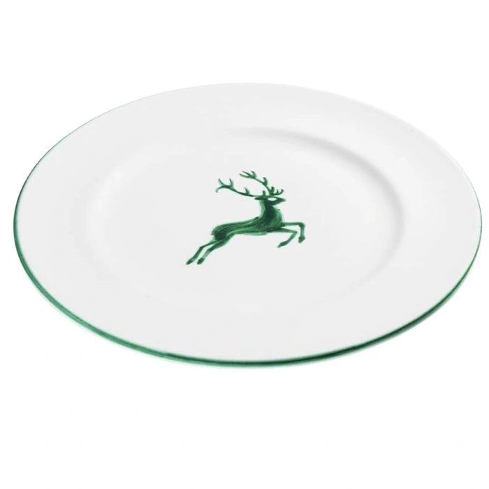 Talerz płaski Gmunder Keramik biały porcelanowy zielony jeleń 27 cm