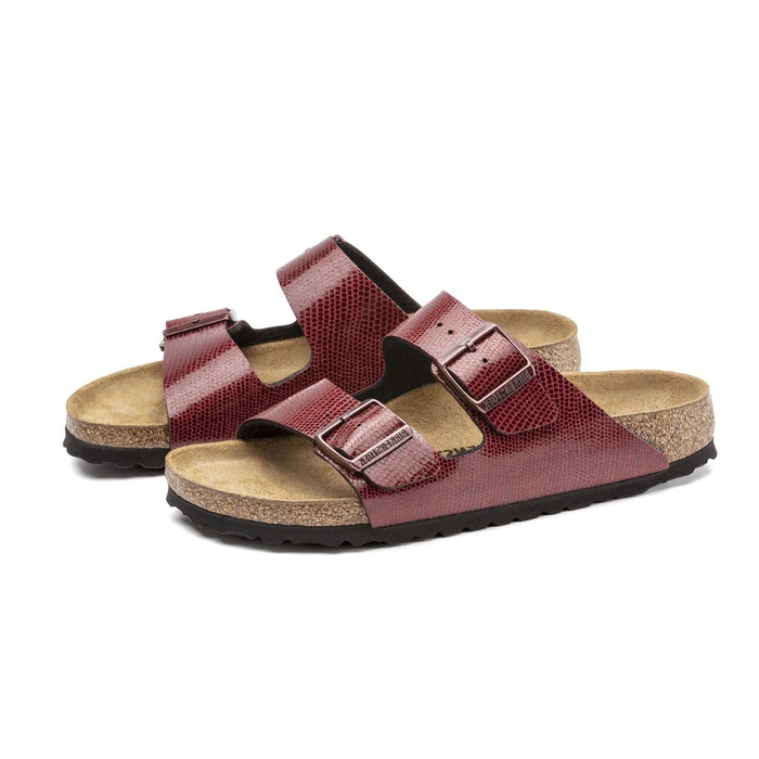 Klapki damskie Birkenstock Arizona ze skórzaną wkładką bordowe r. 41