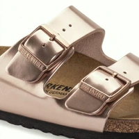 Klapki damskie Birkenstock Arizona BS narrow birko-flor różowo-złote r. 37