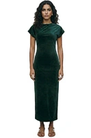 Sukienka damska Zara elegancka zielona welurowa maxi