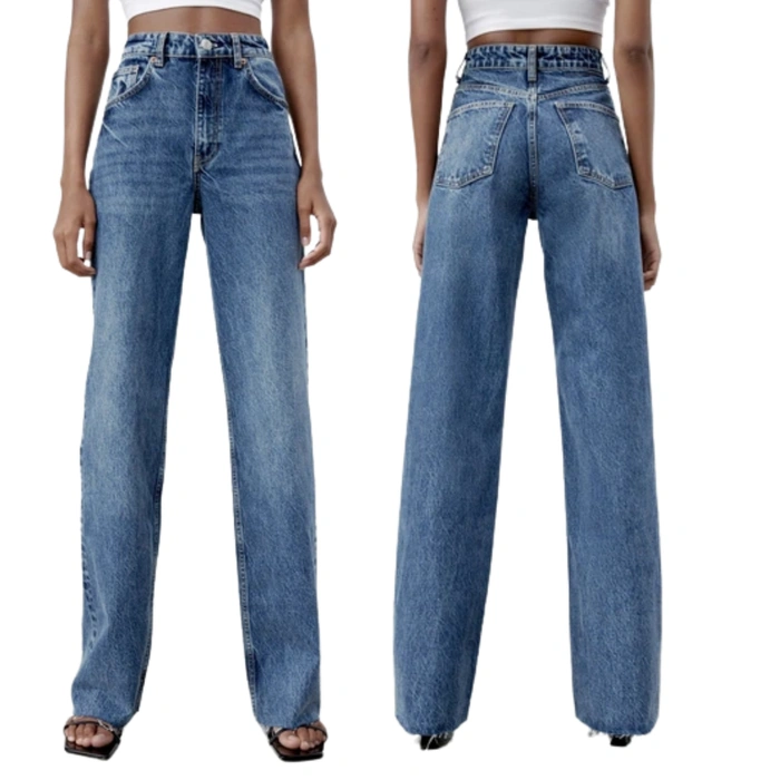 Spodnie damskie Zara jeansowe length szerokie nogawki r. 36
