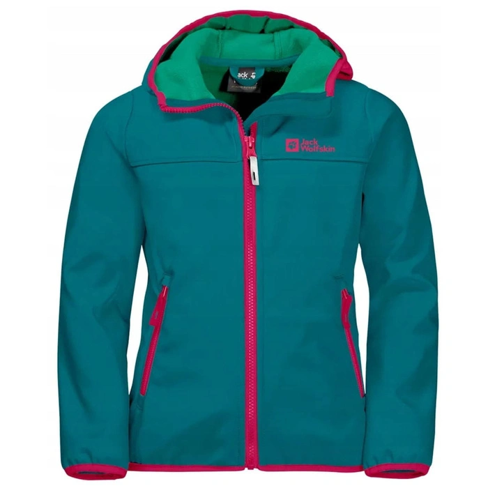 Kurtka dziecięca Jack Wolfskin Fourwinds softshell niebieska z kapturem