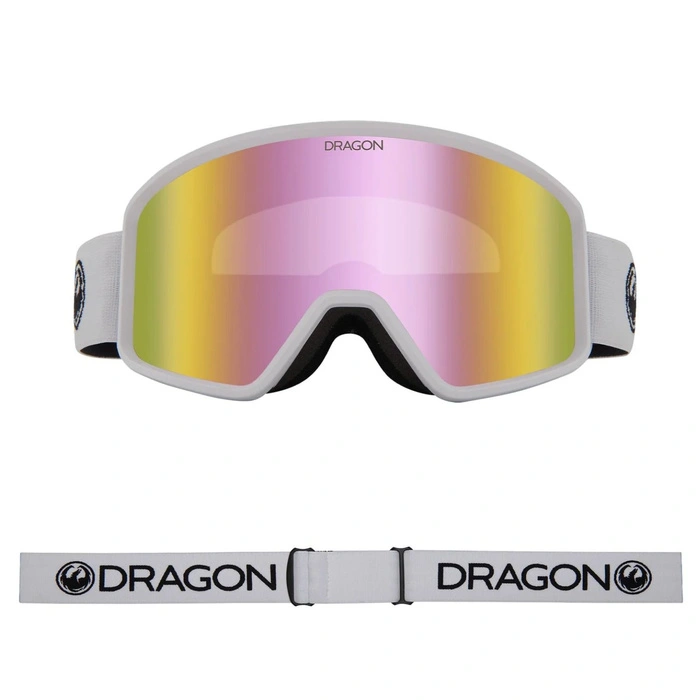 Gogle narciarskie Dragon DXT Lumalens Pink snowboardowe białe cat. S1