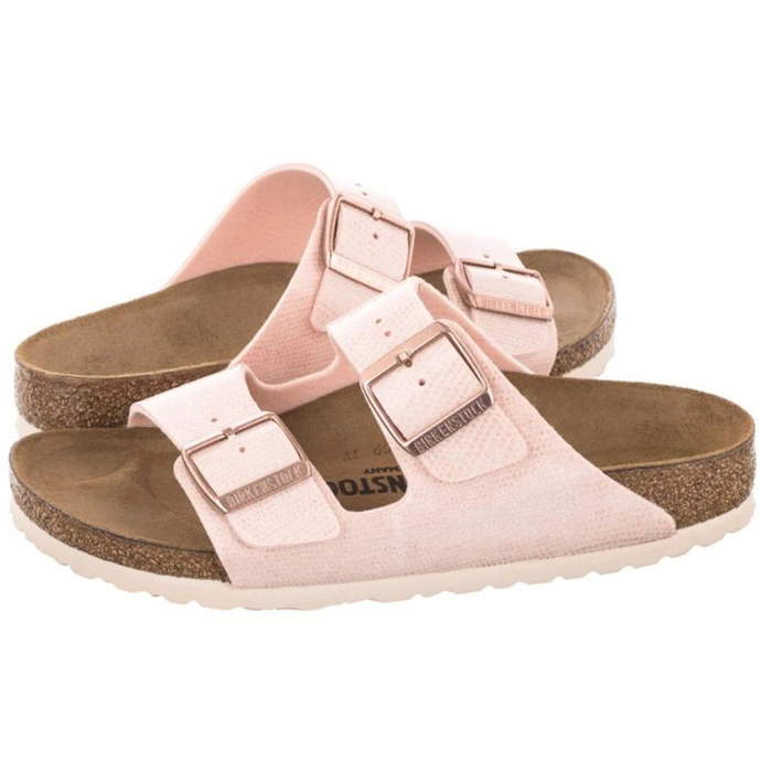 Klapki damskie Birkenstock Arizona BS regular skórzane jasnoróżowe r. 38
