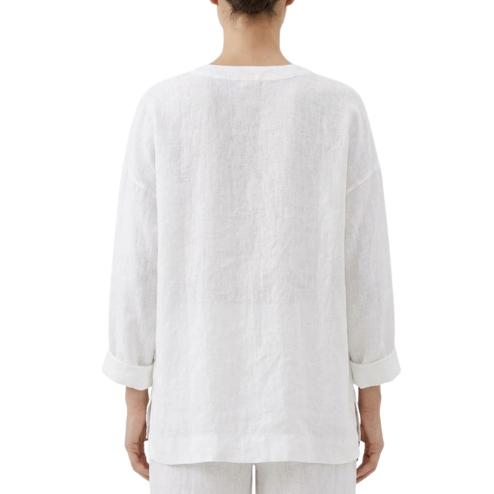 Bluzka damska Zara biała lniana letnia oversize