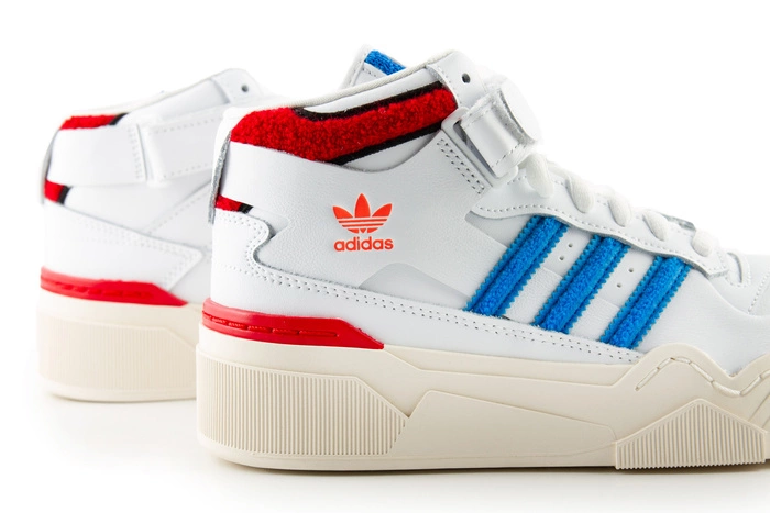 Buty damskie Adidas Forum Bonega 2B skórzane wysokie biało niebieskie