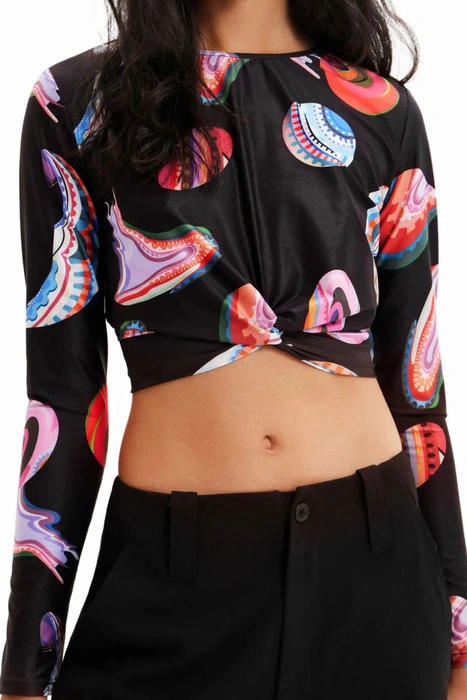 Bluzka damska Desigual by Mr. Christian Lacroix Smile czarna z nadrukiem r. XS