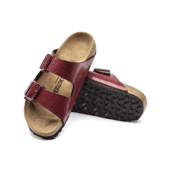 Klapki damskie Birkenstock Arizona ze skórzaną wkładką bordowe r. 41