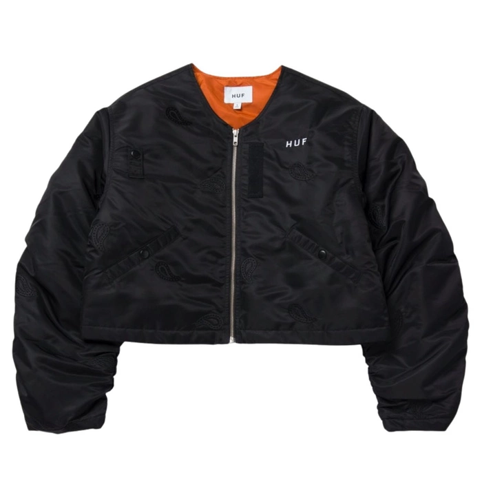 Kurtka damska HUF Paisley Satin bomberka z naszywkami czarna r. S