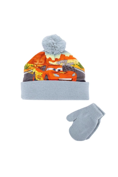 Komplet czapka rękawiczki Disney Mc Queen dla chłopca zimowy niebieska r. 48