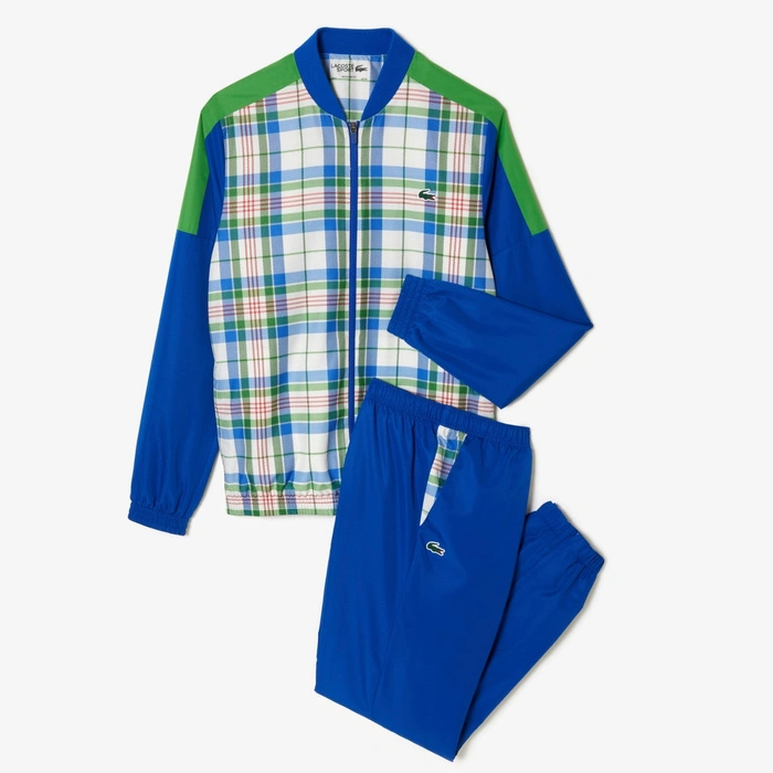 Kompletny męski dres Lacoste Sport spodnie + kurtka niebieski r. XS