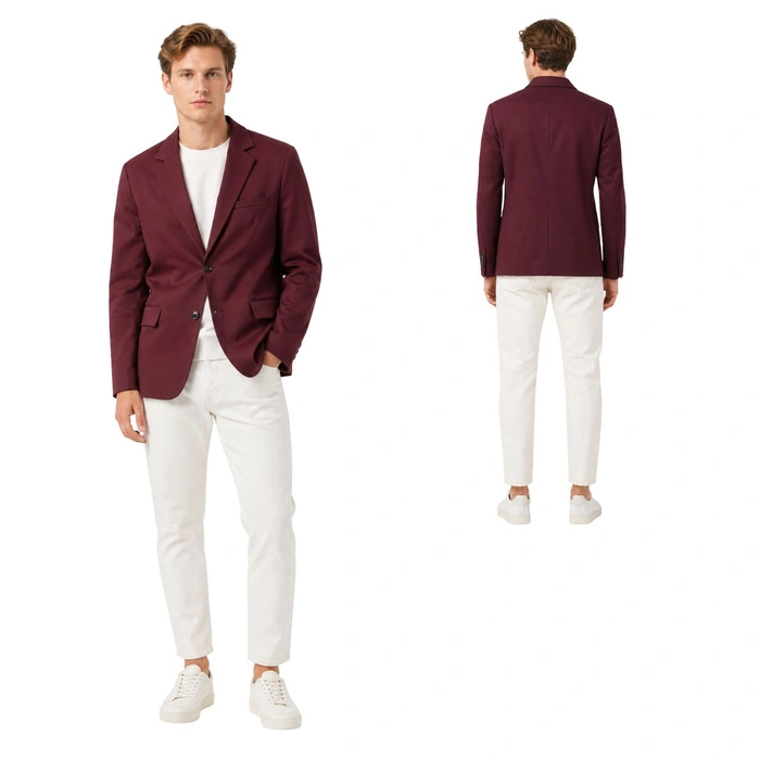 Marynarka męska Zara Slim Fit elegancka brązowa z lnem r. M