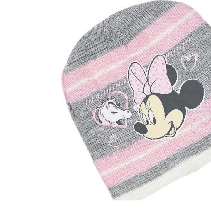 Komplet czapka rękawiczki Disney Myszka Minnie zimowa szary dla dziewczynki r. 48