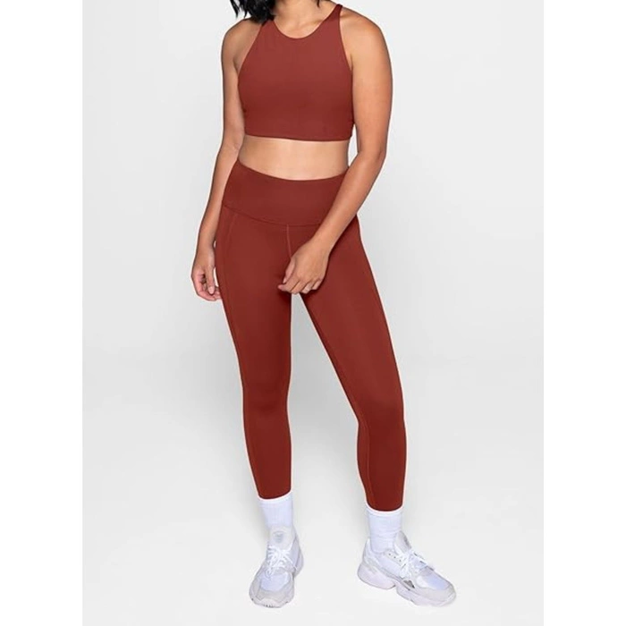Legginsy damskie Girlfriend Collective Compressive brązowe sportowe r. S