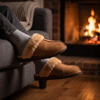 Kapcie damskie IRE SHOES ze skóry owczej naturalny kożuch futro ciepłe ręcznie szyte r. 41