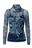 Bluzka damska Desigual Fiona siateczka dopasowana niebieska r. M