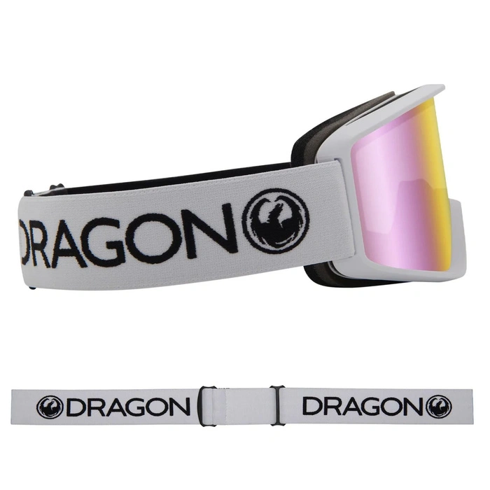 Gogle narciarskie Dragon DXT Lumalens Pink snowboardowe białe cat. S1