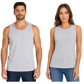 Koszulka unisex Fruit Of The Loom Valueweight szara bez rękawów r. S