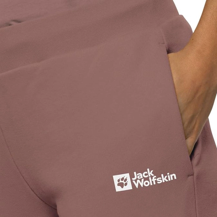 Spodnie damskie Jack Wolfskin Essential dresowe różowe bawełniane