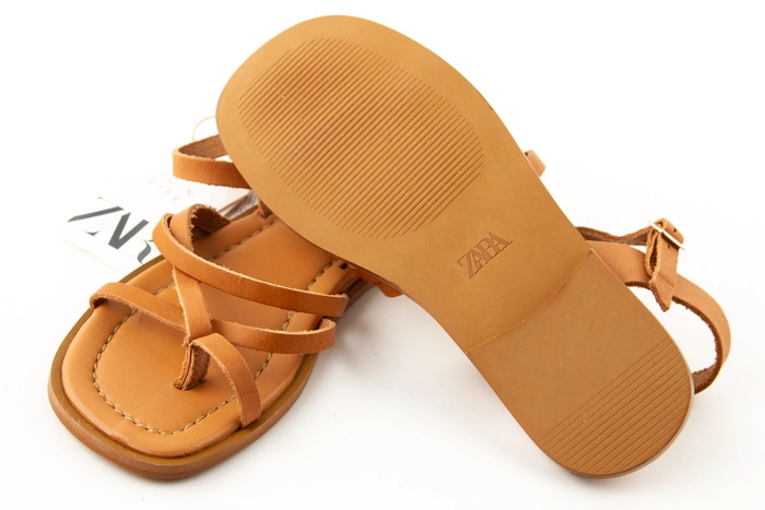Sandały dziewczęce ZARA Kids skórzane brązowe wygodne