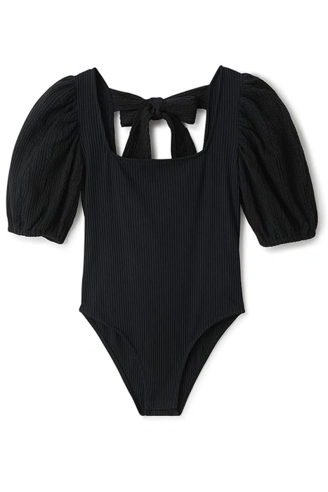 Body damski Desigual Yass eleganckie czarne gofrowane