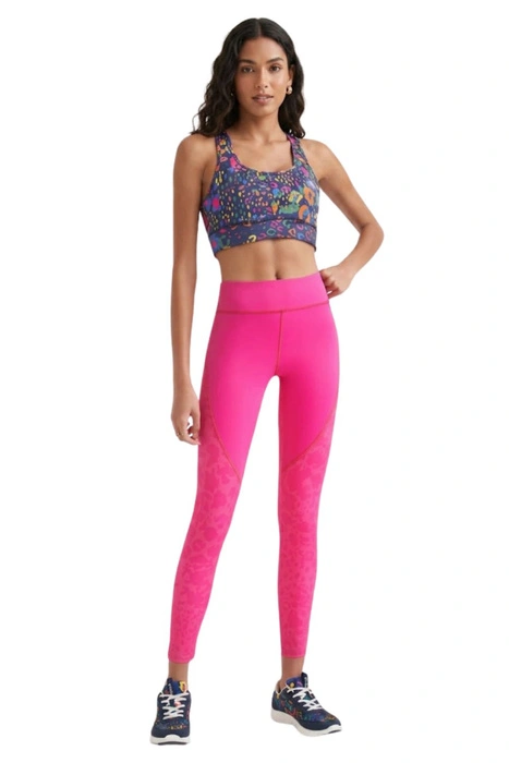 Legginsy damskie Desigual Pink sportowe leopard różowe r. S