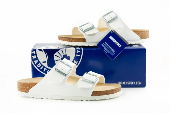 Klapki męskie Birkenstock Arizona bs regular z miękką wkładką białe r. 42
