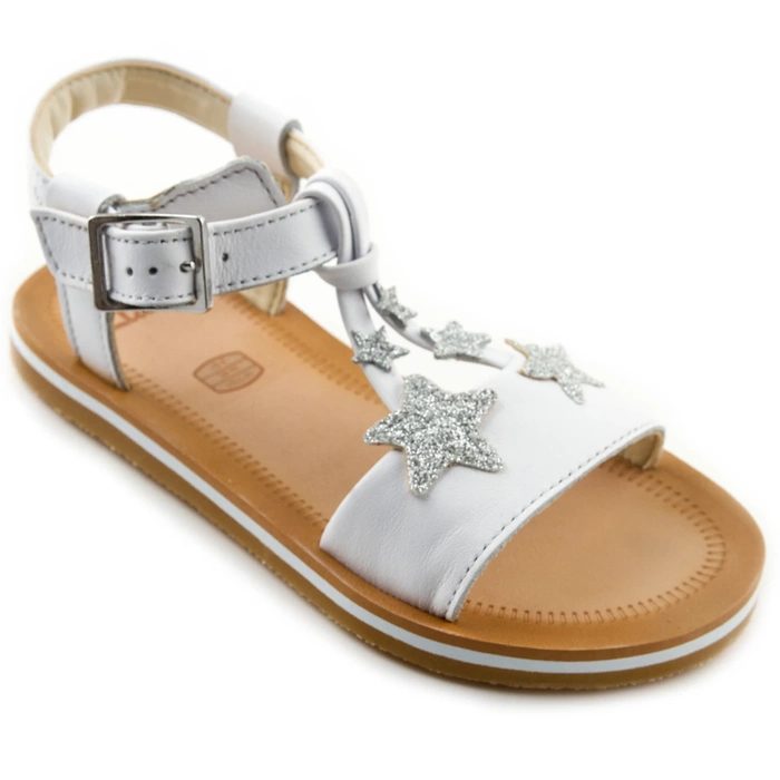 Sandały dziewczęce Clarks Finch skórzane białe w gwiazdki r. 28