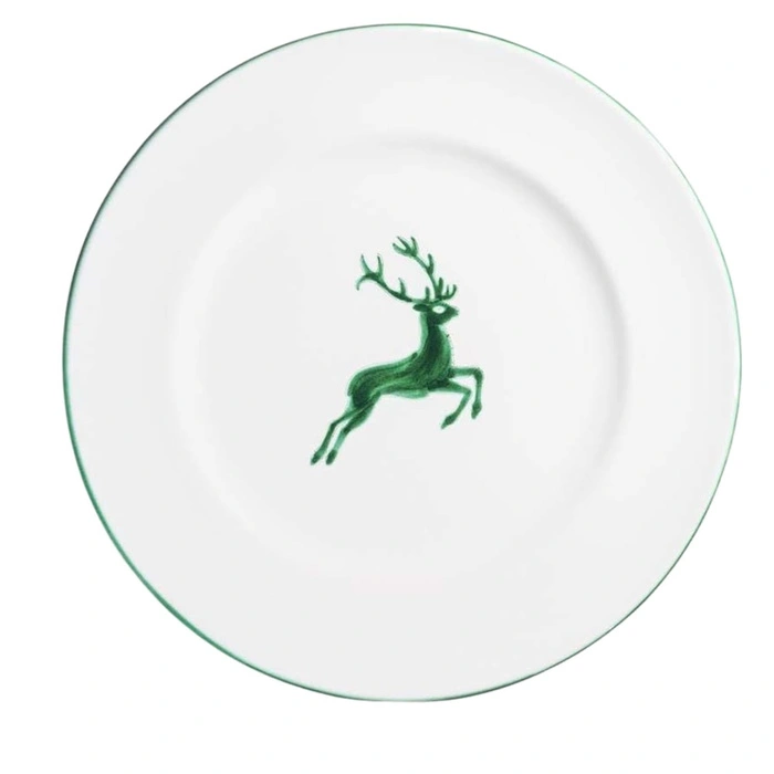 Talerz płaski Gmunder Keramik biały porcelanowy zielony jeleń 27 cm