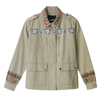 Katana damska Desigual Henderson Amore z naszywkami haftami khaki r. XS