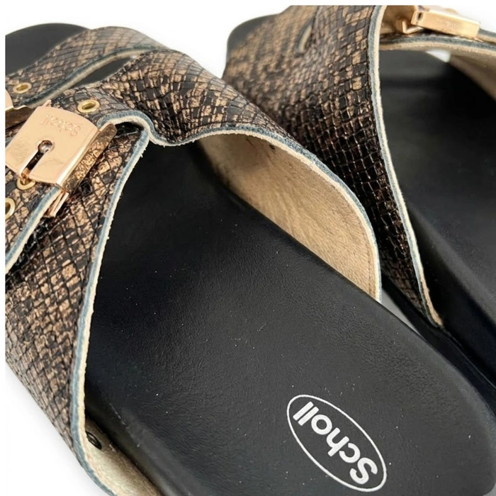 Klapki damskie Scholl 2 Straps Wrapped złote skórzane wsuwane r. 37