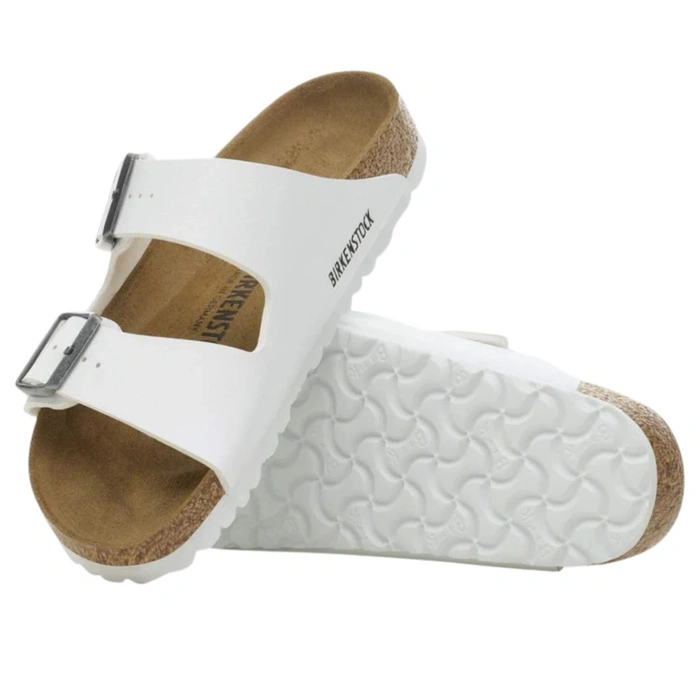 Klapki damskie Birkenstock Arizona BS skórzane birko-flor białe r. 43