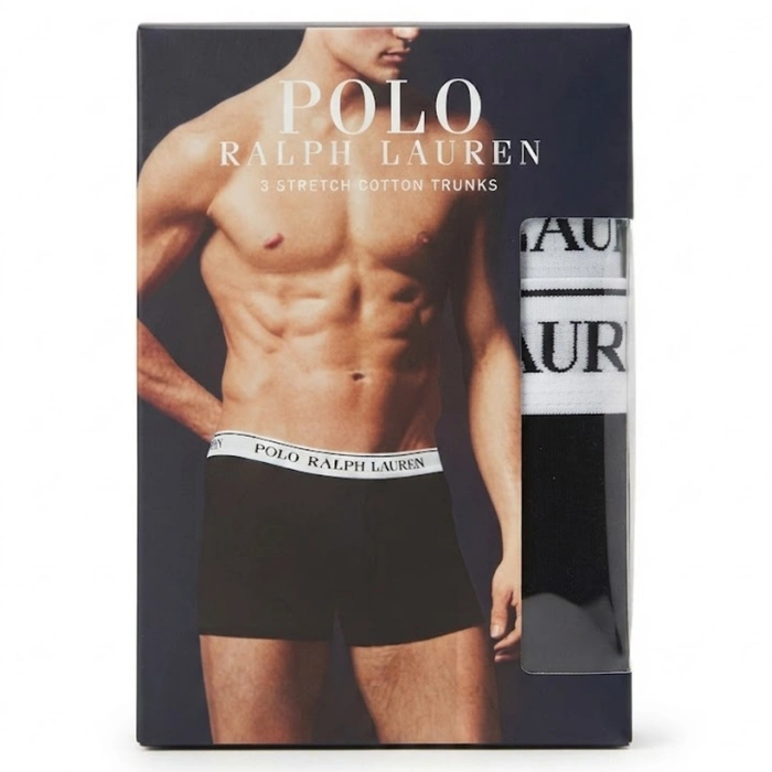 Bokserki męskie Polo Ralph Lauren 3-pak czarne z białą gumką r. XL