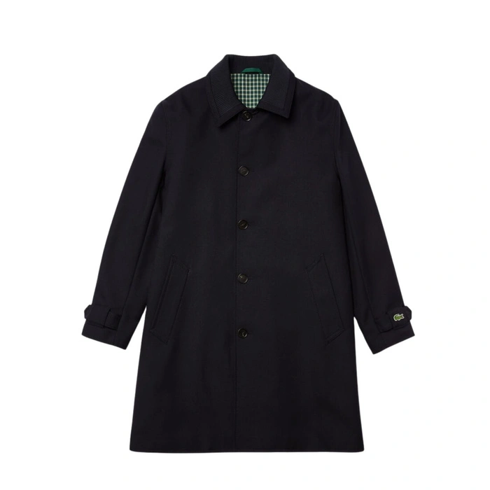 Płaszcz unisex Lacoste Wool Blend klasyczny prosty granatowy r. S