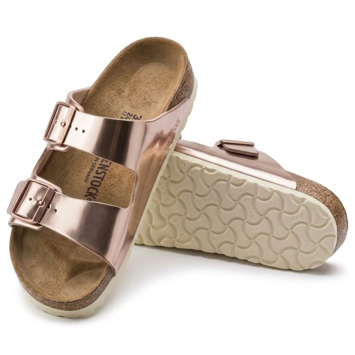 Klapki damskie Birkenstock Arizona BS narrow birko-flor złoto-różowe r. 37