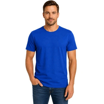 Koszulka męska Fruit of the Loom Softpun niebieska t-shirt r. S