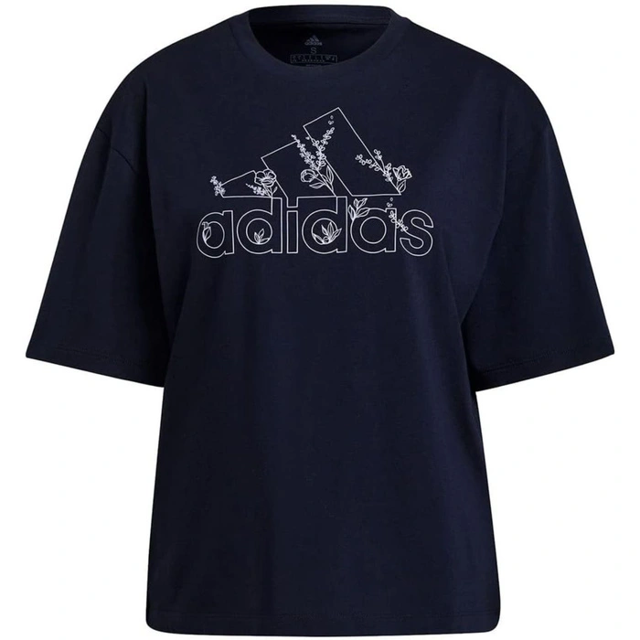 Koszulka damska Adidas Soft Floral bawełniana granatowa t-shirt r. XS