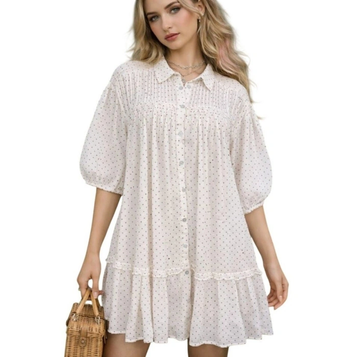 Sukienka damska Zara mini oversize koszulowa kremowa