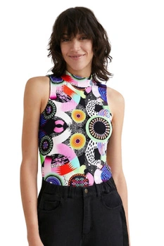 Body damski Desigual x M. Christian Lacroix Niza prążkowy wzorzysty r. XL