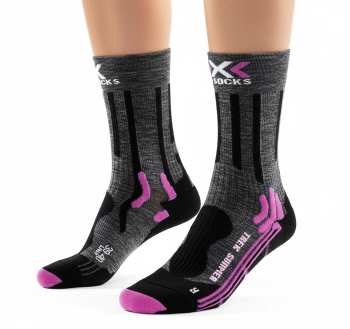 Skarpety X-Socks Trekking Summer trekkingowe szaro róźowe r. 41/42