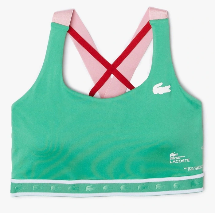 Top sportowy Lacoste Sport zielony z krzyżującymi ramiączkami r. L