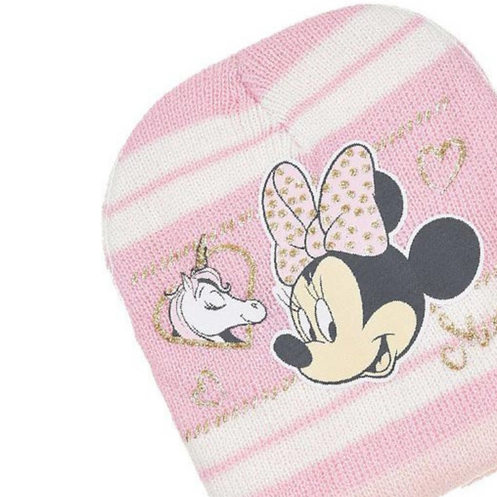 Komplet czapka rękawiczki Disney Myszka Minnie zimowa jasno różowy dla dziewczynki r. 48