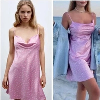 Sukienka damska Zara mini satynowa różowa r. XS