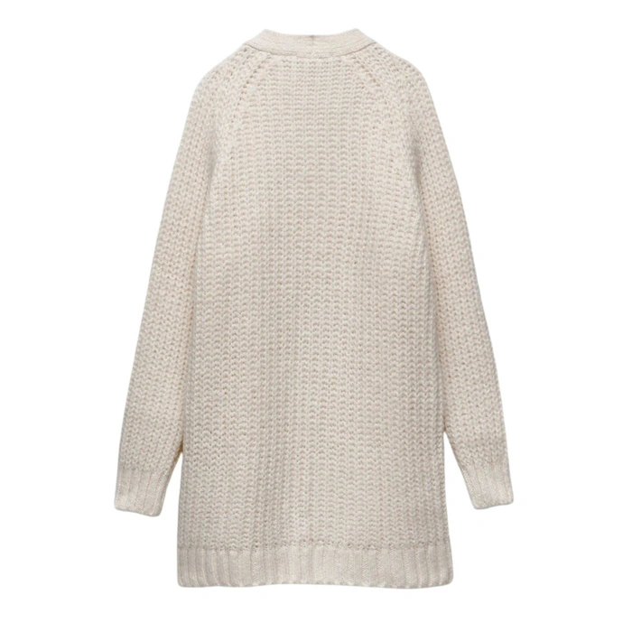 Sweter damski Zara Knitted kremowy kardigan
