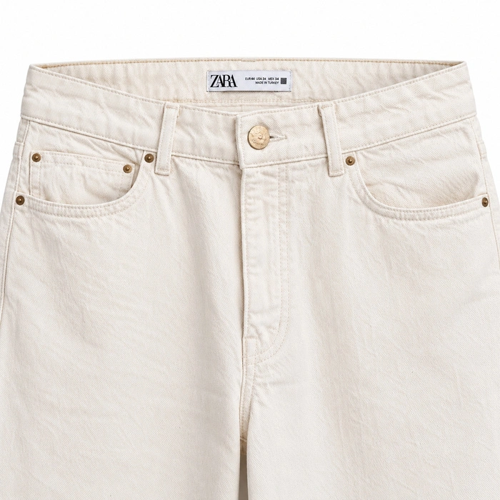 Spodnie damskie Zara jeansy proste ecru r. XXL / 44